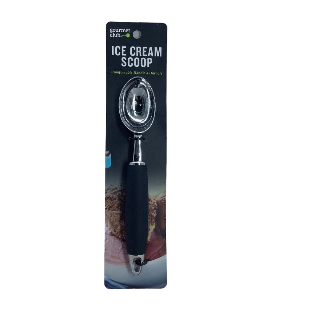 Gourmet Club Ice Cream Scoop Comfortable Handle‎ Durable Black Silver NEW